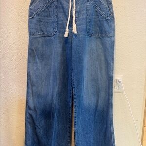 Lauren Ralph Lauren Denim Wide Leg Jeans with Drawstring